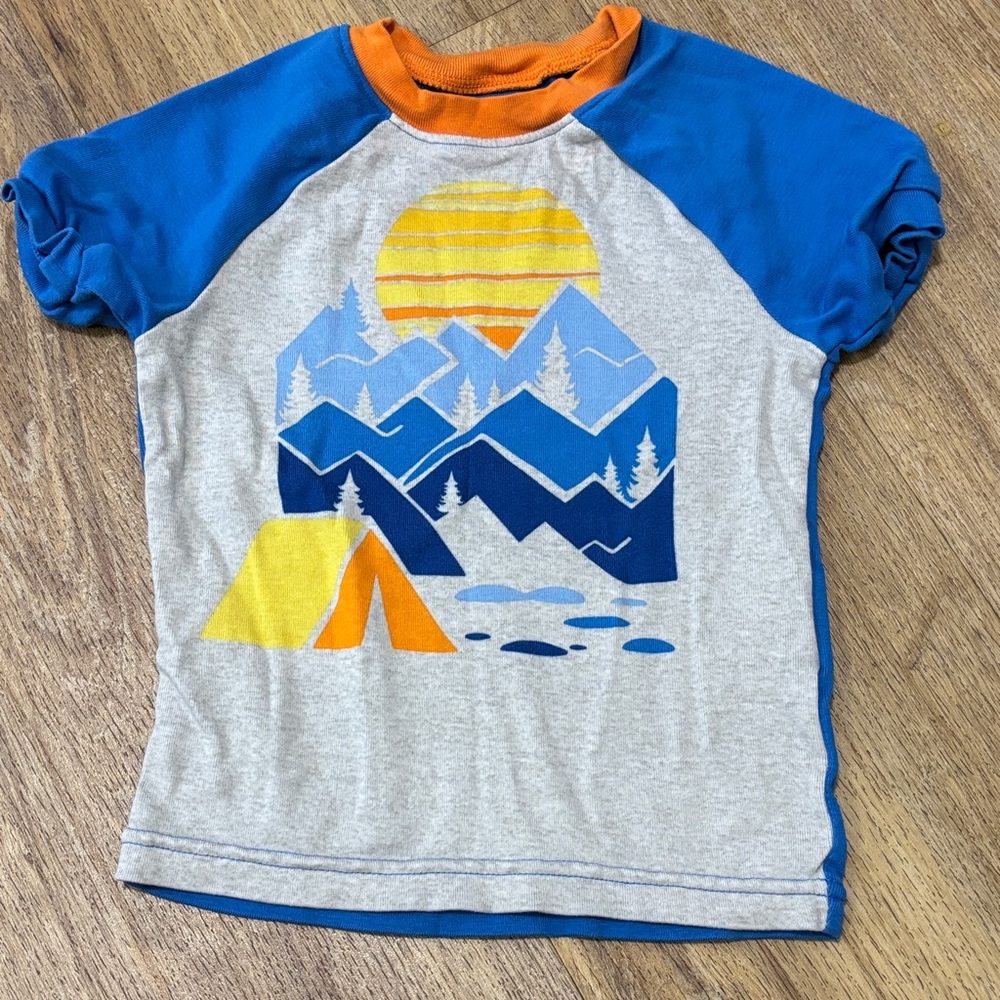 🟡Kirkland Signature Blue and Gray Kids Tee with Mountain Design